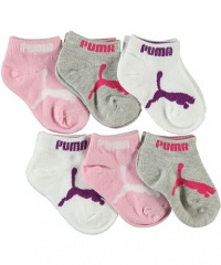 Puma High Gear 6-Pack Low-Cut Socks (Sizes 12M - 24M) - white/purple, 12 - 24 months