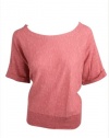 Eileen Fisher Womens Salmon Pink Boxy Scoop Neck Knit Top M