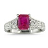 Sterling Silver Created Ruby and Diamond Ring (1 1/2 cttw)