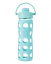 Lifefactory 16-Ounce Glass Beverage Bottle with Flip Top Cap, Turquoise