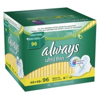 Always Ultra Thin Regular Pads With Wings, Unscented, 96 Count