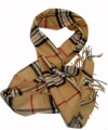 Cashmere Feel Light & Warm Plaid Camel Scarf