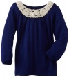 Design History Girls 2-6x Top with Neck Trim, Blue Lapis, 5