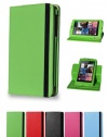 7 Inch Multi-Angles Google Nexus 7 Tablet Leather Protection Case by i-UniK (Lime Green) - Colors Available: Hot Pink, Red, Lime Green, Light Blue, Expresso Black