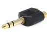 Monoprice 107193 6.35-mm Stereo Plug to 2 RCA Jack Splitter Adaptor, Gold Plated