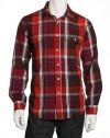 Club Room Plaid Brick Button Down Shirt