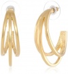 T Tahari Essentials Triple Wire Gold Colored Hoop Earrings