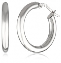 Duragold 14k White Gold Hoop Earrings, (0.80 Diameter)