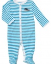 Carters Boys Newborn-9 Months Whale Terry Cloth Snap Footed Onesie (6 Months, Blue)