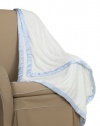 Go Mama Go Designs Toddler Blanket Satin Trim, Blue/Cream