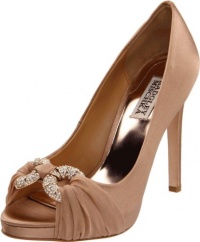 Badgley Mischka Platinum Women's Janni Open-Toe Pump,Natural,5.5 M US