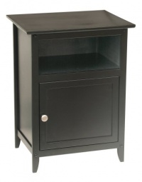 Winsome Wood End Table/Night Stand with Door and Shelf, Black