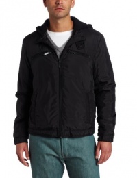 Kenneth Cole Reaction Men's Nylon Hoodie with Removable Fleece Hood