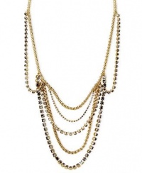 Fossil Necklace, Gold-Tone 24 Black Sparkling Multi-Chain Necklace