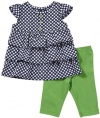 Carters 2-pc. Polka Dot Top & Legging Set BLACK/GREEN 24 Mo