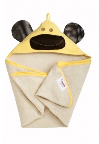 3 Sprouts Organic Hooded Towel, Monkey Yellow