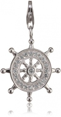 VINANI brand Germany 925 Sterling Silver Charm Pendant Wheel shiny Zirconia white Ship HSTR