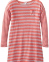 Splendid Girl Girls 7-16 Striped Mix Thermal Long Sleeve Dress, Guava, 12