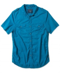 This short-sleeved shirt from Guess is a minimalist style solution to your look.