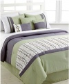 Cheshire - Green White & Grey 7-piece Queen Comforter Set