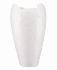 Elevate bouquets with the fresh and chic Marchesa Rose vase. White bone china sculpted with blooms inspired by the designer's couture gowns infuse a room with modern romance. From Marchesa by Lenox.