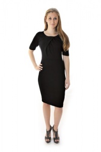 Velvet by Graham and Spencer Daisy Pleat Neck Dress - Black - L