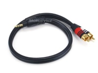 Monoprice 1.5ft Premium 3.5mm Male Stereo TRS Plug to Two RCA Male Plug Cable - Black