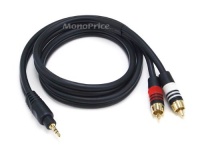 Monoprice 3ft Premium 3.5mm Male Stereo TRS Plug to Two RCA Male Plug Cable - Black