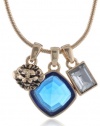 Anne Klein Gold-Tone Blue Multi-Charm Pendant Necklace, 16