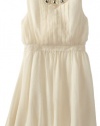 Blush by Us Angels Girls 7-16 Crinkle Pleat Front Dress, Winter White, 12