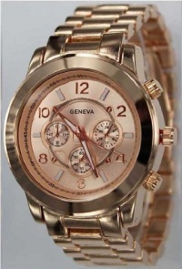 839-rg Rose Gold Chronograph Unisex Boyfriend Style Designer Metal Link Watch