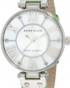 Anne Klein Women's 10/9919MPLG Silver-Tone Green Leather Strap Watch