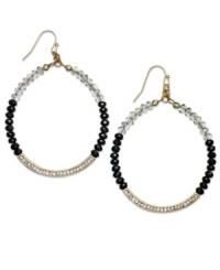 Circular chic. This pair of earrings from INC International Concepts is crafted from gold-tone mixed metal with beaded accents for a stylish touch. Approximate drop: 2-1/2 inches. Approximate diameter: 3/4 inch.