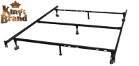 7-Leg Heavy Duty Adjustable Metal Bed Frame with Center Support Rug Rollers and Locking Wheels, Queen/Full/Full XL/Twin/Twin XL