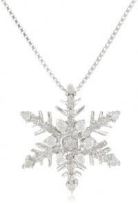 Sterling Silver Diamond Snowflake Pendant Necklace (1/4 cttw, H-I Color, I2 Clarity), 18