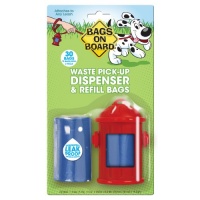 Bags on Board Red Hydrant Dispenser with 30 Refill Bags