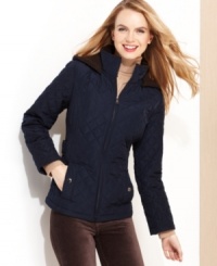 Esprit's petite jacket gives your cold-weather look a classic touch. The sherpa lining adds an extra-cozy feel.