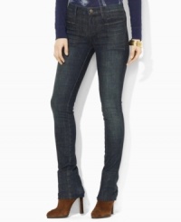 Lauren Jeans Co.'s sleek skinny jean is crafted with a hint of stretch for comfort and modern patch pockets at the hips.