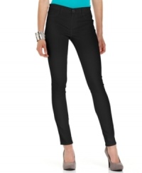 These petite denim leggings by Calvin Klein Jeans offer the skinniest fit - perfect for layering with a billowy tunic or a crisp button-front shirt.