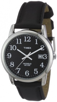 Timex Men's T2N370 Easy Reader Black Leather Strap Watch