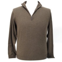 Maglierie Di Perugia MDP IU 1803 TOR Silk/Cashmere Mock Neck Half Zip Taupe Men's Sweater (50)