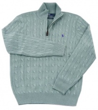 Polo Ralph Lauren Men's 1/2 Zip Tussah Silk Cabled Sweater (X-Large, New Seafoam)