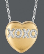 Say it from the heart. Sweethearts' adorable heart-shaped pendant expresses more that just great style with the letters XOXO written in round-cut diamonds (1/10 ct. t.w.) across the surface. Pendant crafted in 14k gold over sterling silver and sterling silver. Copyright © 2011 New England Confectionery Company. Approximate length: 16 inches + 2-inch extender. Approximate drop: 5/8 inch.