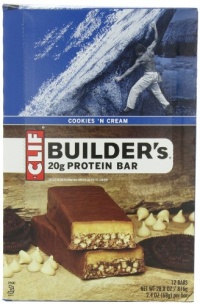 Clif Bar Builder's Bar, Cookies and Cream, 2.4-Ounce Bars, 12 Count