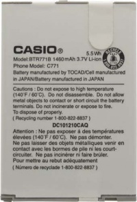 Casio BTR771B G'Zone Commando Battery - Original OEM - Non-Retail Packaging - White