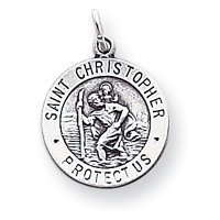 Sterling Silver St. Christopher Medal Charm- 15mm - Made in the USA