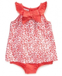 First Impressions Infant Girls Orange Sunsuit, Leopard Print, 0-3 Months