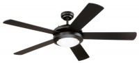 Westinghouse 7801665 Comet Two-Light 52-Inch Reversible Five-Blade Indoor Ceiling Fan, Matte Black with Frosted Glass