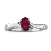 1/2ct Ruby and Diamond Ring in Sterling Silver, Available Sizes 4-9.5