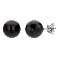 Sterling Silver 8-9mm Round Black Onyx Stud Earring